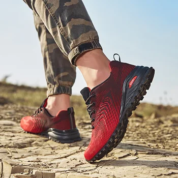 HİKEUP yürüyüş ayakkabıları Rahat Erkekler Trekking Sneakers Kauçuk Taban Yüksek Kaliteli Artı Boyutu koşu ayakkabıları Aşınmaya dayanıklı