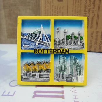Hollanda Rotterdam turistik hediyelik Buzdolabı Mıknatısları Yaratıcı El Yapımı Reçine Buzdolabı Manyetik Çıkartmalar Ev Dekor Dekorasyon