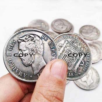 Ispanyolca Gümüş Dolar Kopya Para 38mm Antik İmitasyon 5 PESETA Çoğaltma Tür Çift Sütun hatıra paraları