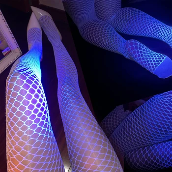 Işıltılı Parlayan Fishnet Çorap Karanlık file çoraplar Tayt Kadınlar İçin Işıltılı Parlayan Fishnet Çorap Tayt Yüksek