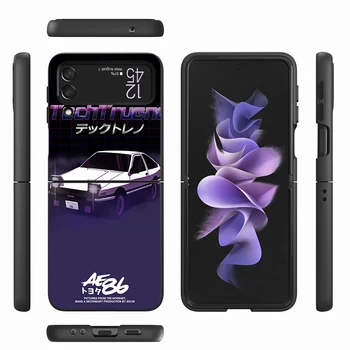 Japonya Anime İlk D AE86 samsung kılıfı Galaxy Z Flip4 Flip3 5G Coque Z Flip 4 3 Siyah sert telefon kılıfı Funda Zflip3 Telefon Kapak