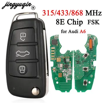 Jingyuqin 3 Düğmeler 315/433/868MHz FSK Katlanır Uzaktan Araba Anahtarı 8E Çip Audi A6 S6 Q7 Fob 8E0 837 220 N /P /Q /M /T /R / D
