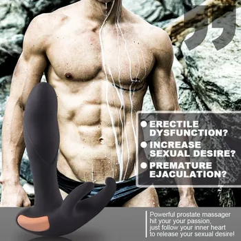 Kablosuz uzaktan erkek prostat masaj aleti Anal seks oyuncakları ısıtma şarj edilebilir G-spot 7 titreşim modları ve 2 motorlar vibratör ile