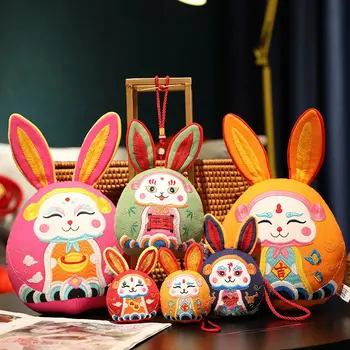 Kawaii Çin Zodyak Servet Tavşan Tang Takım Tavşan Ev Dekor doldurulmuş oyuncak Yaratıcı Süs Güzel Yeni Yıl Hediye Çocuklar Kızlar İçin