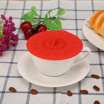 Kaymaz ısıya dayanıklı ısı yalıtımı yeniden kullanılabilir silikon CartoonDust geçirmez mühürlü sızdırmaz çay bardağı kapağı kase kapağı