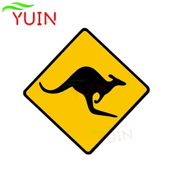 Kişilik Kanguru Dikkat Araba Sticker Hayvan Logosu Araba Aksesuarları PVC Gövde Cam Dekorasyon Su Geçirmez Çıkartması 13 * 13cm