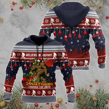 Komik Bigfoot Merry Christmas 3D Baskılı Sonbahar Erkekler Hoodies Unisex Casual Kazaklar Zip Hoodie Streetwear sudadera hombre DW616