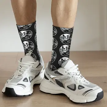 Komik Mutlu erkek çorapları Daire AI Destekli Sanat Retro Harajuku İskelet Kafatası Kemik Hip Hop Ekip Çılgın Çorap Hediye Desen Baskılı