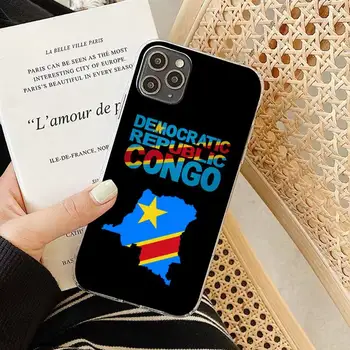 Kongo Bayrağı siyah telefon kılıfı Gövde iphone 13 8 7 6 6S Artı X 5S SE 2020 XR 11 12 pro XS MAX