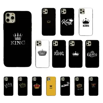 Kral Kraliçe Taç Çift Lüks Yumuşak Telefon Kılıfı için iphone 13 11 12 pro MAX 8 7 6 6S Artı X XS MAX 5 5S SE XR Fundas Çapa