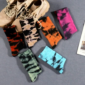 Kravat boya Çorap Avrupa ve Amerikan Sokak Ins Hip-Hop Gelgit Marka Çift Çorap Tüp Spor Pamuk Çorap Çorap