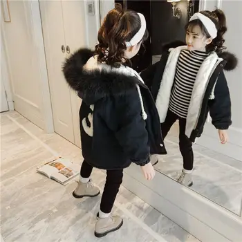 Kızlar Kış Pamuk kapitone ceket 2022 Yeni Batı Tarzı Küçük Kız Orta uzunlukta Kapitone Giyim çocuk Aşağı Yastıklı Mont 8