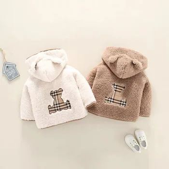 Kış Bebek Kız Ceket Kalın Yürümeye Başlayan Çocuk Sıcak Kaşmir Ceket 0-5Y Moda Düğmeleri Çocuklar Dış Giyim Yeni Yüksek Kaliteli Kız Giysileri
