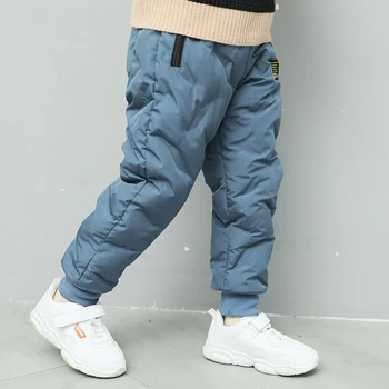 Kış Erkek Pantolon Sıcak Tutmak günlük pantolon Rüzgar Geçirmez Kalınlaşmak Artı Kadife Pamuk Yastıklı Sweatpants 6 8 9 10 11 12 Yıl Çocuk Pantolon