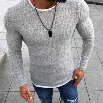 Kış İnce Kazak Erkek Kazak Artı Boyutu İnce Örme Düz Renk Sonbahar Uzun Kollu erkek T shirt Temel O Boyun Siyah Kırmızı Spri