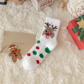 Kış Sıcak Kalınlaşmak Mercan Polar kadın Çorap Sevimli Noel Cadılar Bayramı Hediye Karikatür Noel Çorap Elk Kat Çorap Calcetines
