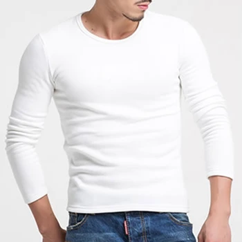 Kış Yeni Erkekler Sıcak Tutmak termal iç çamaşır Rahat Düz Renk erkek Kış Termo Fanila Kalın Termo Uzun Kollu Üst Gömlek