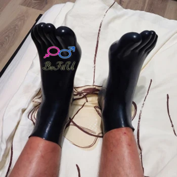 Lateks Çorap Artı Kalınlığı 0.6 mm 0.9 mm Beş ayak Sox seksi dikişsiz çorap kauçuk bobby çorap fetiş çorap