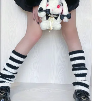 Lolita bacak ısıtıcıları Harajuku Kadın Gotik uzun çorap kadın Tayt Çorapları Diz Goth Kış Çorap Örme Manşetleri ayak bileği ısıtıcı