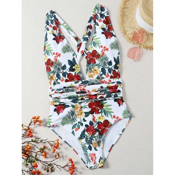Mayo Kadınlar Tek Parça Mayo 2021 Seksi Batik Mayo Kadın Bodysuit Bandaj Çapraz Yüzme Plaj Kıyafeti Monokini