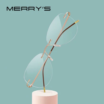 MERRYS tasarım Kadın Titanyum Alaşımlı Çerçevesiz Bayanlar Çerçeveleri Ultralight Çerçevesiz Moda gözlük çerçeveleri Gözlük S2888