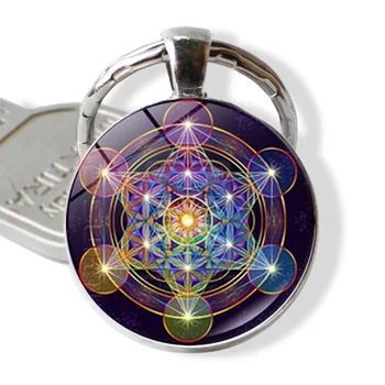 Metatron Küp Kutsal Geometri Fotoğraf Cabochon fanus camı Kolye Anahtarlık Anahtarlık Unisex moda takı Yaratıcı Hediyeler