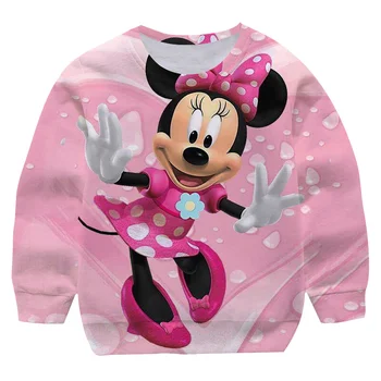 Moda Mickey Mouse Tişörtü Çocuk Erkek Kız Sonbahar Minnie Hoodies Uzun Kollu Üstleri Genç Gevşek Karikatür Baskı Elbise