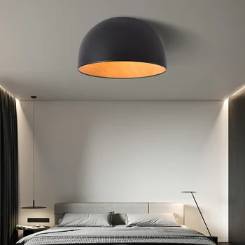 Modern basit ahşap LED avize ışık balkon koridor yaratıcı Woodgrain kapalı lamba yatak odası armatürleri beyaz veya siyah renkler
