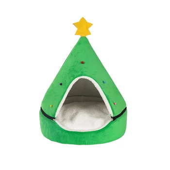 Noel Kedi Yatak Köpek Çadır Ev Mat Pet Kendinden ısınma 2 in 1 x Mağara Sevimli Kanepe Küçük Köpek Yavru Kulübe Hideout Yeşil Malzemeleri