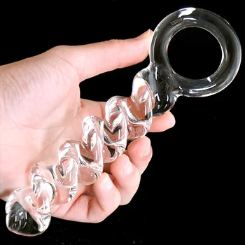 Pyrex Kristal Dildos Spiral G-spot Teşvik Penis Uzun Anal Popo Fiş Anüs Genişletici Dildos Kadın Yetişkin Seks Oyuncakları Kadınlar İçin erkekler