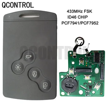 Qcontrol 4 Düğmeler Uzaktan Anahtar Akıllı Kart Araba Anahtarı Fob 433 MHZ PCF7941 veya PCF7952 Çip Renault Megane Scenic Laguna Koleos Clio