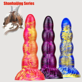 Renk Alien Dildos Pürüzsüz Silikon Vantuz Kötü Ejderha Yapay Penis Canavar Penis Anal Seks Oyuncakları Kadın Mastürbasyon Erotik Ürünler