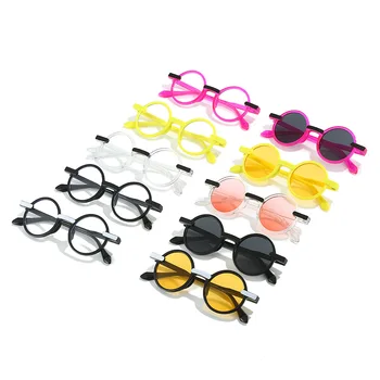 Retro Yuvarlak Güneş Gözlüğü Kadın Moda Marka Tasarımcısı Sarı Siyah Tonları UV400 Erkekler Trend Kontrast Renk güneş gözlüğü