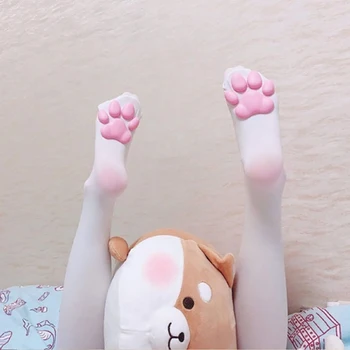 Seksi Sıkıştırma Çorap Kadınlar için Lolita 3D Kedi Pençe Yastık İpek Uyluk Yüksek Çorap Rol Oynamak Aksesuarları Çorap kızlar için