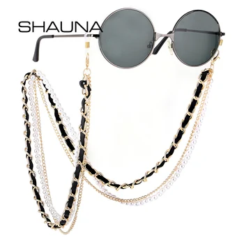 SHAUNA moda 3 kat gözlük zinciri Venedik inci Metal gözlük zinciri