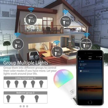 Sihirli 7W E27 RGB WİFİ Led Akıllı ampul ışık Kablosuz Akıllı Ev Otomasyon Lambası, 85-265V ampul ALexa Google Ev İçin Uyumlu