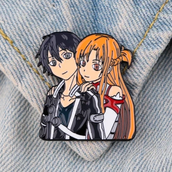 Sword Art Online Emaye Pin Japon Rozetleri Anime yaka İğneler Sırt Çantaları için Broş Giysi Rozetleri Sırt Çantası Manga