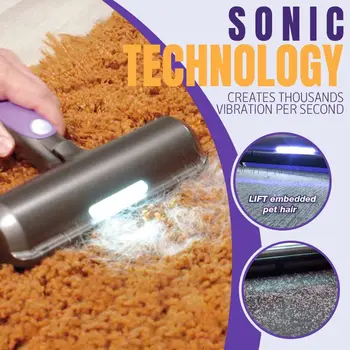 Taşınabilir Pet Saç Çıkarıcı kumaş tiftiği elektrikli Sonic Teknolojisi Mikrofiber Kıllar için led ışık ile Kanepe Elbise CleaningFuzz