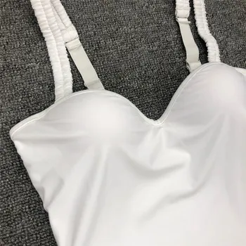 Tek Parça Seksi Siyah Mayo Yüksek Kesim Katı Bodysuit bayanlar Bikini Yastıklı Sütyen Bandaj Mayo Monokini Mayo