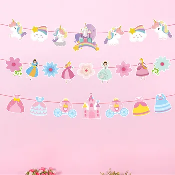 Unicorn Kale Dinozor Prenses Afiş Düğün Dekorasyon çocuk Günü Doğum Günü Partisi Kağıt Afiş Şeker Çubuğu Bebek Duş