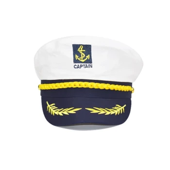 Vintage Beyaz Ayarlanabilir Kaptan Denizciler Donanma Kaptan Tekne Askeri Şapka Deniz Kaptan Kap Yetişkin fantezi parti elbisesi Unisex Şapka