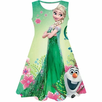 Yaz Çocuklar Kızlar için Elbiseler Dondurulmuş 2 Elsa Dantel Örgü Yaz Kız Prenses Elbise Kostüm Partisi Doğum Günü Kıyafetleri Vestidos