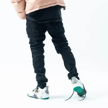 Yeni 2021 erkek erkek sonbahar Amerikan hip-hop fit pantolon trend yırtık yama dikiş lokomotif yüksek sokak kot kot pantolon