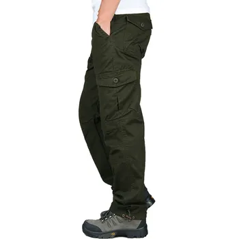 Yeni 2022 erkek kargo pantolon Çok Cepler Askeri Taktik Pantolon Erkekler Dış Giyim Streetwear Ordu Düz Pantolon Rahat Uzun Pantolon