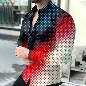 Yeni Bahar Erkek Gömlek Sonbahar Turn-aşağı Yaka Düğmeli Gömlek erkek Rahat kafes Baskı Uzun Kollu Üstleri Streetwear erkek giysi
