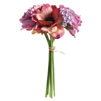 Yeni İskandinav Şakayık Buket Anemon Düğün Gelin Buketi İpek yapay çiçekler DIY Karalama Defteri Flores Artificiales Odası Dekor