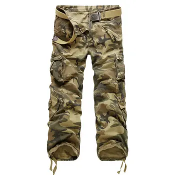 Yeni Safari Stil Taktik Pantolon Erkek Camo Jogger Rahat pamuklu pantolon Çok Cep Askeri Kamuflaj erkek Kargo Pantolon