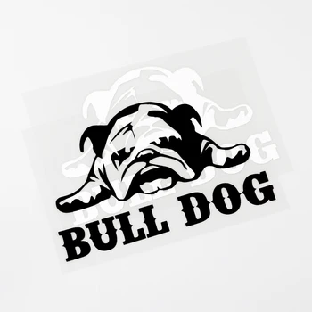 YJZT 15.2 CM×9.6 CM Komik Hayvan Bulldog Gözetleme Vinil Araba Pencere Sticker Çıkartması Siyah / Gümüş 8C-0595