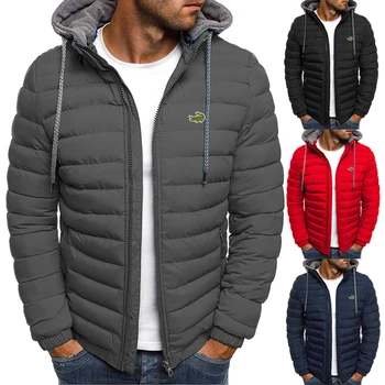 Yüksek kaliteli erkek sıcak ve rüzgar geçirmez pamuklu ceket moda rahat kapşonlu kalınlaşmış baskılı pamuklu ceket