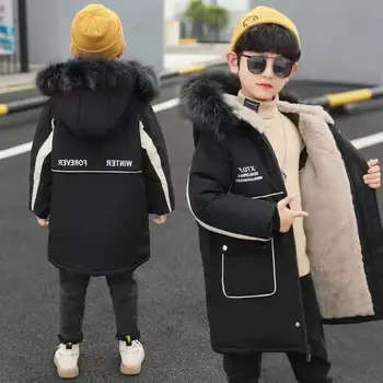 Çocuk Kış Ceket Erkek Kapüşonlu Pamuklu Giyim Kar Sıcak Ceket Ceket Erkek Bebek 5-14 yıl Çocuklar Palto Giyim